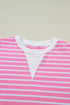Stripe Round Neck Drop Shoulder Short Sleeve Loose Top
