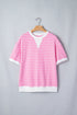 Stripe Round Neck Drop Shoulder Short Sleeve Loose Top