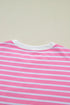 Stripe Round Neck Drop Shoulder Short Sleeve Loose Top