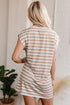 Stripe Round Neck Sleeveless Casual Pocketed Mini Dress