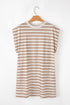 Stripe Round Neck Sleeveless Casual Pocketed Mini Dress