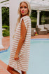 Stripe Round Neck Sleeveless Casual Pocketed Mini Dress