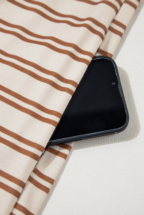 Stripe Round Neck Sleeveless Casual Pocketed Mini Dress