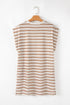 Stripe Round Neck Sleeveless Casual Pocketed Mini Dress
