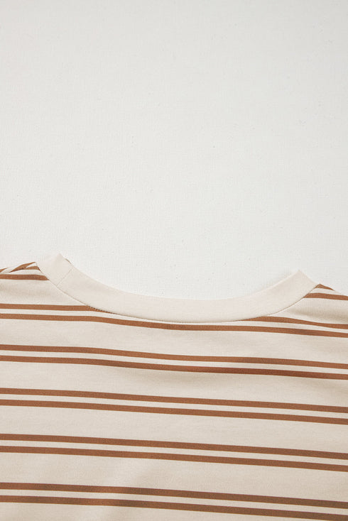 Stripe Round Neck Sleeveless Casual Pocketed Mini Dress