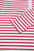 Stripe Ruffle Trim Half Button Stretch Cotton Top