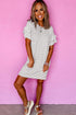 Stripe Ruffled Short Sleeve Crew Neck T Shirt Shift Mini Dress