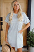 Stripe Ruffled Short Sleeve Crew Neck T Shirt Shift Mini Dress