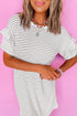 Stripe Ruffled Short Sleeve Crew Neck T Shirt Shift Mini Dress
