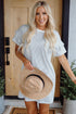Stripe Ruffled Short Sleeve Crew Neck T Shirt Shift Mini Dress