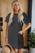 Stripe Ruffled Short Sleeve Crew Neck T Shirt Shift Mini Dress