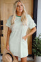 Stripe Ruffled Short Sleeve Crew Neck T Shirt Shift Mini Dress