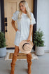 Stripe Ruffled Short Sleeve Crew Neck T Shirt Shift Mini Dress
