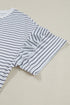 Stripe Ruffled Short Sleeve Crew Neck T Shirt Shift Mini Dress