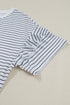 Stripe Ruffled Short Sleeve Crew Neck T Shirt Shift Mini Dress