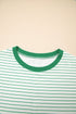 Stripe Ruffled Short Sleeve Crew Neck T Shirt Shift Mini Dress