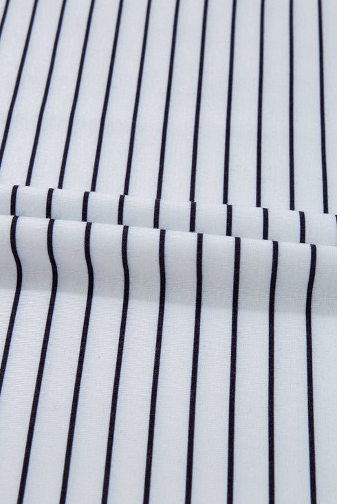 Stripe Ruffled Short Sleeve Crew Neck T Shirt Shift Mini Dress