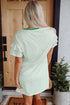 Stripe Ruffled Short Sleeve Crew Neck T Shirt Shift Mini Dress