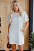 Stripe Ruffled Short Sleeve Crew Neck T Shirt Shift Mini Dress