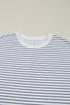 Stripe Ruffled Short Sleeve Crew Neck T Shirt Shift Mini Dress