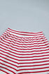 Stripe Scallop Trim Casual Top 2Pcs Short Set