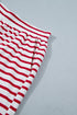 Stripe Scallop Trim Casual Top 2Pcs Short Set