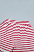 Stripe Scallop Trim Casual Top 2Pcs Short Set