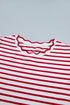 Stripe Scallop Trim Casual Top 2Pcs Short Set