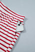Stripe Scallop Trim Casual Top 2Pcs Short Set