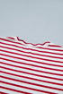 Stripe Scallop Trim Casual Top 2Pcs Short Set