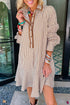 Stripe Shirt Collar Embroidered Trim Ruffle Hem Mini Dress