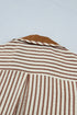 Stripe Shirt Collar Patchwork Trim Ruffle Hem Mini Dress