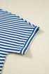 Stripe Short Sleeve V Neck Plus Size Loungewear Set