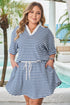 Stripe Short Sleeve V Neck Plus Size Loungewear Set