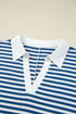 Stripe Short Sleeve V Neck Plus Size Loungewear Set