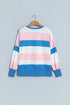 Stripe Side Split Oversized Long Sleeve Top