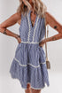 Stripe Sleeveless Notched V Neck Contrast Ric Rac Mini Dress