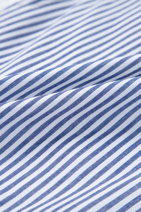 Stripe Sleeveless Notched V Neck Contrast Ric Rac Mini Dress