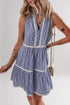 Stripe Sleeveless Notched V Neck Contrast Ric Rac Mini Dress