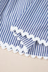 Stripe Sleeveless Notched V Neck Contrast Ric Rac Mini Dress