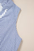 Stripe Sleeveless Notched V Neck Contrast Ric Rac Mini Dress