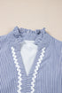 Stripe Sleeveless Notched V Neck Contrast Ric Rac Mini Dress