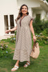 Stripe Slit V Neck Tiered Flutter Sleeve Maxi Dress