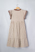 Stripe Slit V Neck Tiered Flutter Sleeve Maxi Dress