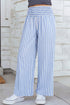 Stripe Smocked High Waist Wide Leg Casual Pants