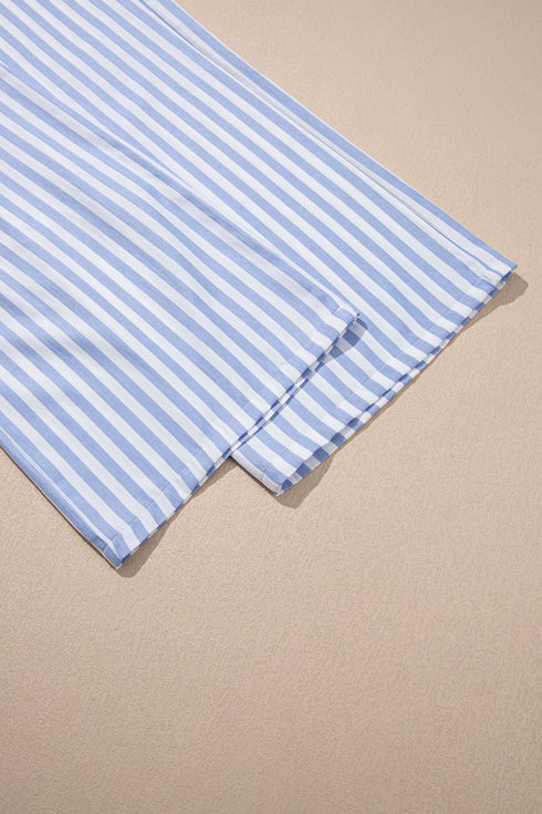 Stripe Smocked High Waist Wide Leg Casual Pants