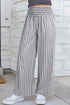 Stripe Smocked High Waist Wide Leg Casual Pants