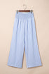 Stripe Smocked High Waist Wide Leg Casual Pants