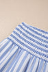 Stripe Smocked High Waist Wide Leg Casual Pants