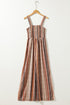 Stripe Square Neck Sleeveless Smocked Wide Leg Jumpsuit
